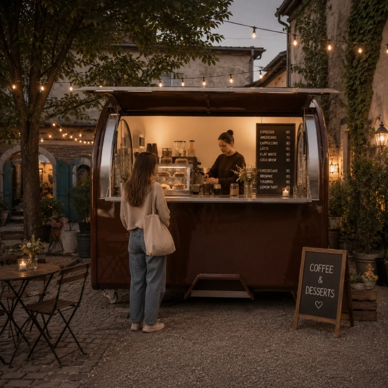 Food truck hnědý 2 m 8011 bez lednice 