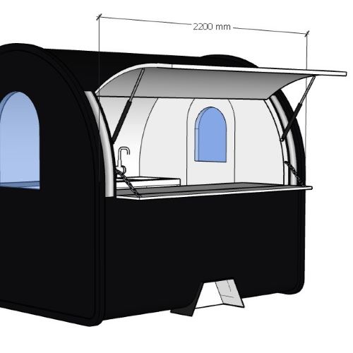 Food truck černý 2 m, RAL 9011 bez lednice
