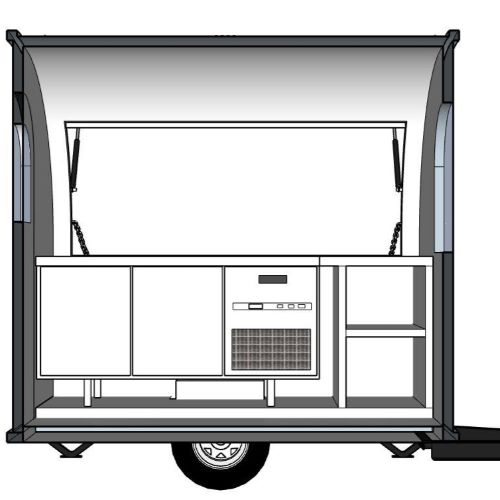 Food truck bílý, RAL 9010, 2 m široký 