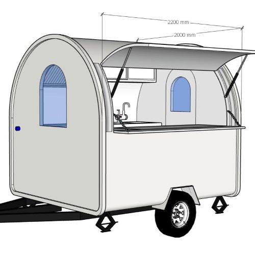 Food truck bílý, RAL 9016,  2 m široký