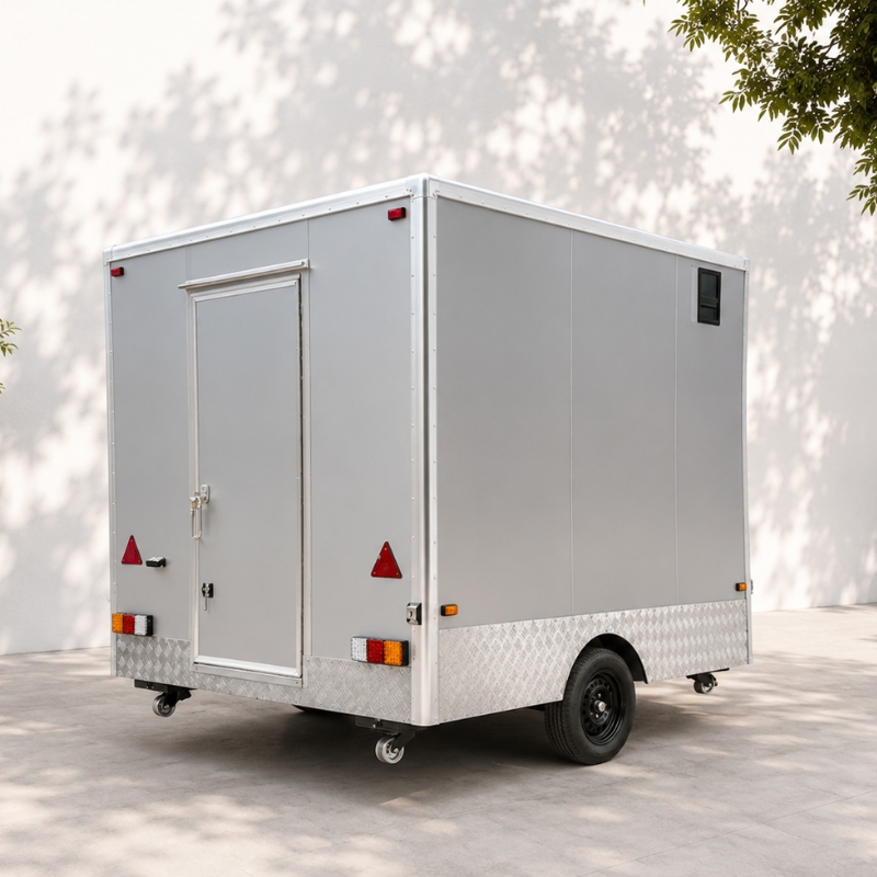 Food truck šedý 7046 FS250 hranatý 2 kola