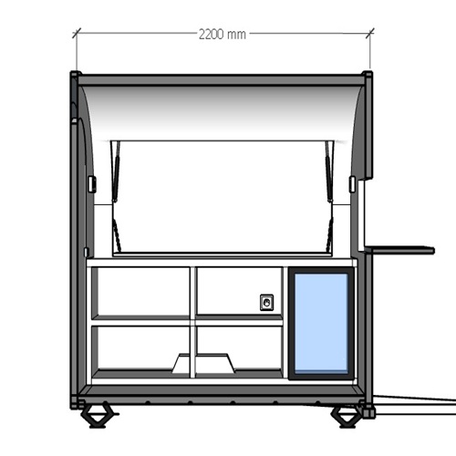 Food truck bílý, RAL 9016,  2 m široký