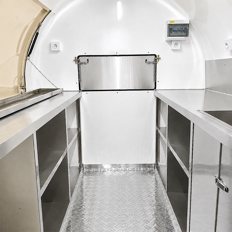 Food truck krémový 2 m, RAL 9001 bez lednice