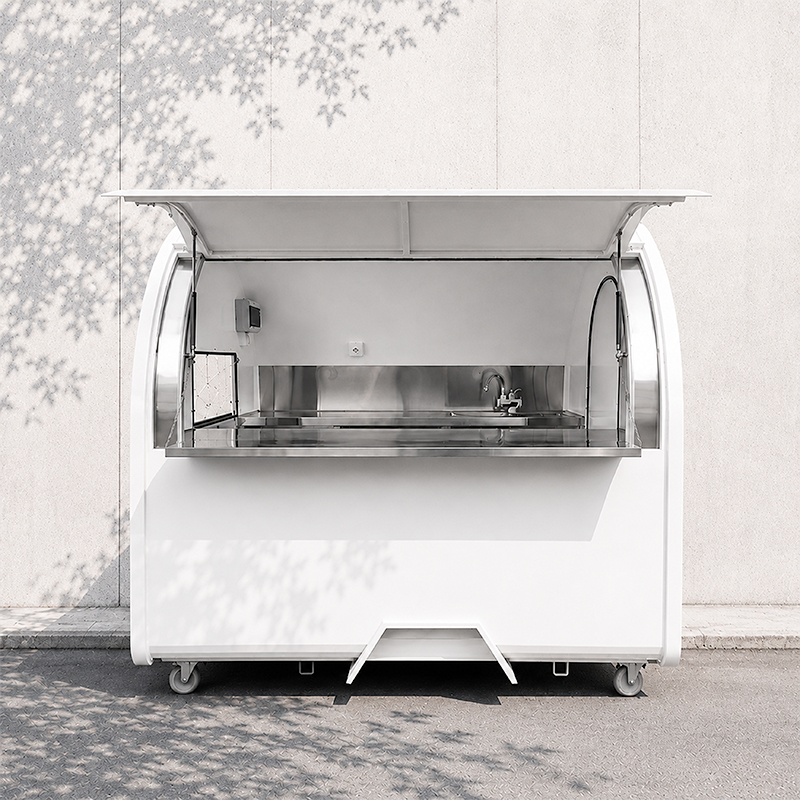 Food truck bílý 2 m, RAL 9010 s lednicí