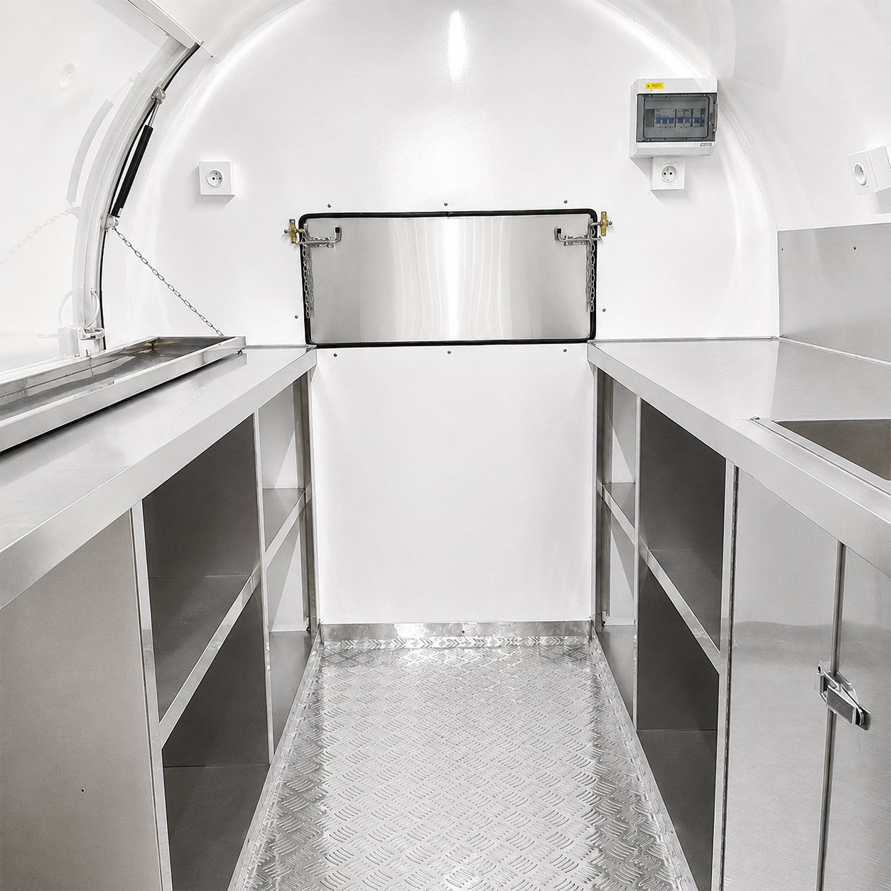 Food truck bílý 2 m, RAL 9010 s lednicí