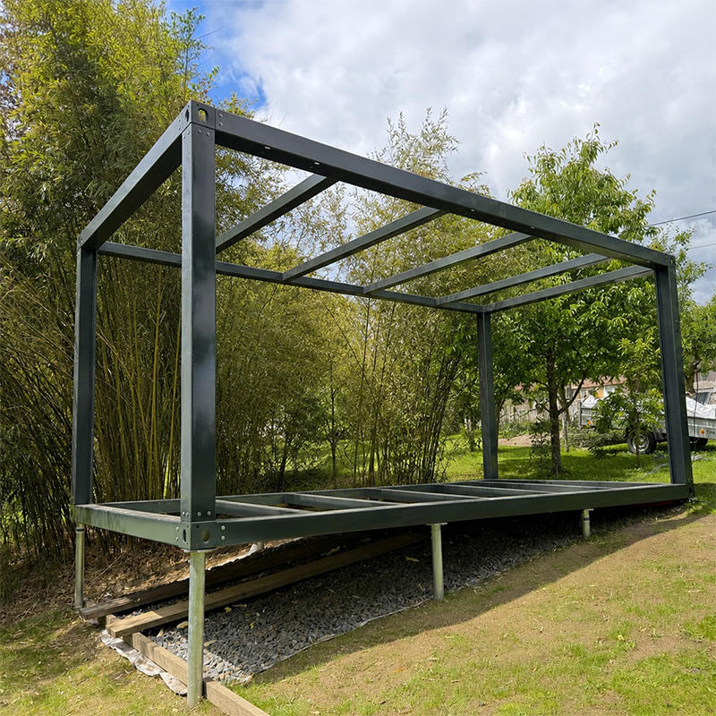 Kontejnerový rám 7016 6x3 m rovná střecha šedý 